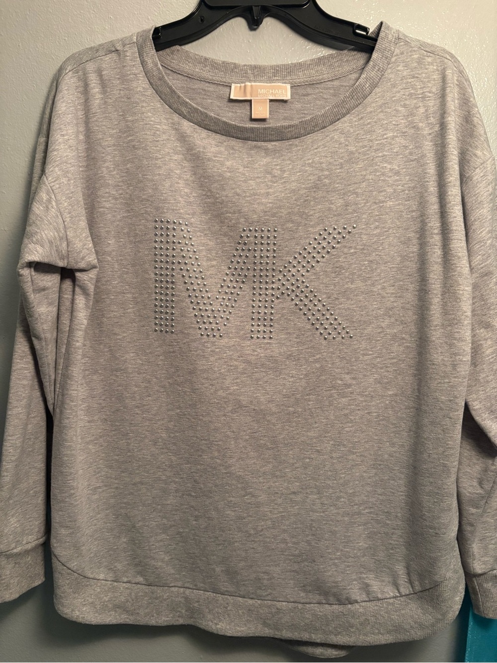 Michael Kors Heather Gray Crewneck Sweatshirt with Studded MK